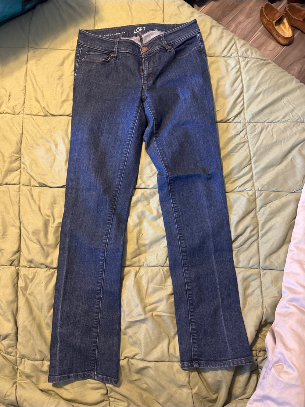 LOFT Dark Blue Curvy Straight Jeans